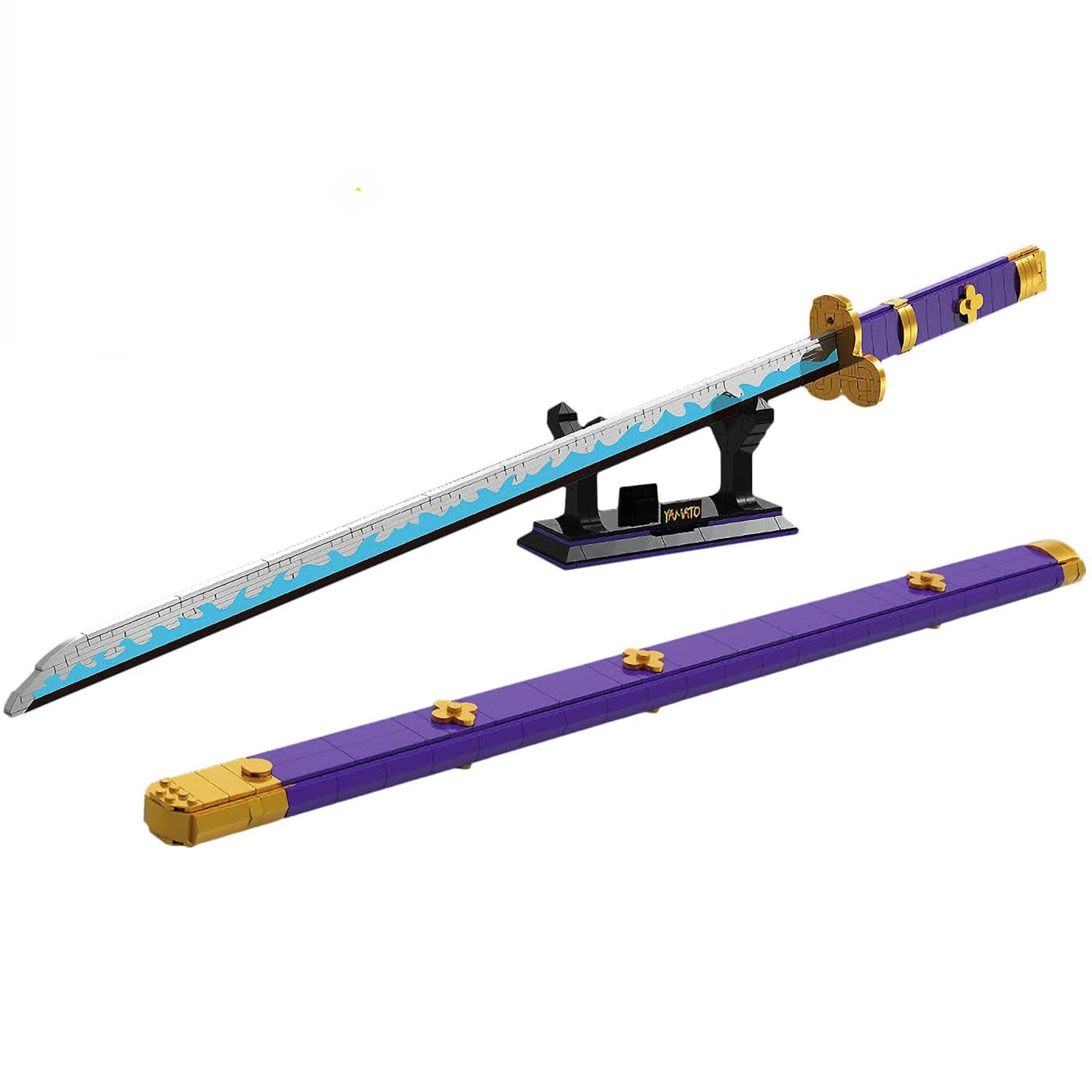 Yamato Knife Collection Building Blocks Toy Set - 936PCS Anime Katana Sword with Scabbard & Display Stand (38.8 Inch, Lego Compatible) - Perfect for Cosplay, Anime Collectors & Creative Play