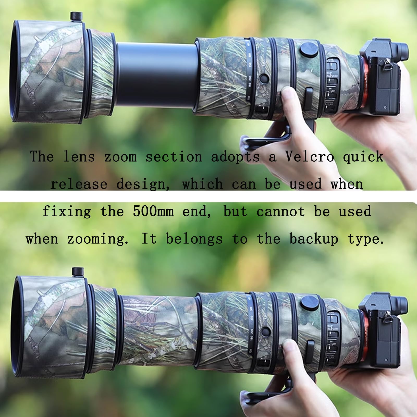 MUEAST Camouflage Stretch Fabric Lens Cover for Sigma 150-600mm F5-6.3 DG DN OS Sports Lens - Waterproof Rain Protection Sleeve (Sony E/L Port, Reed Camo) - Perfect for Outdoor Wildlife Photography & Hunting in Wet Conditions