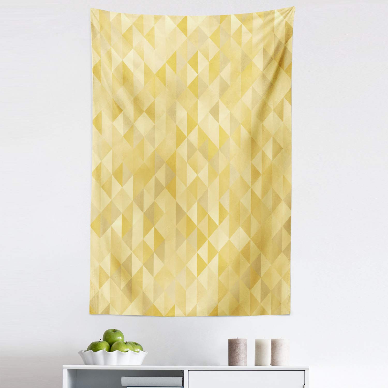 Ambesonne Mosaic Tapestry - Abstract Geometric Pastel Monochrome Triangle Wall Art | 30