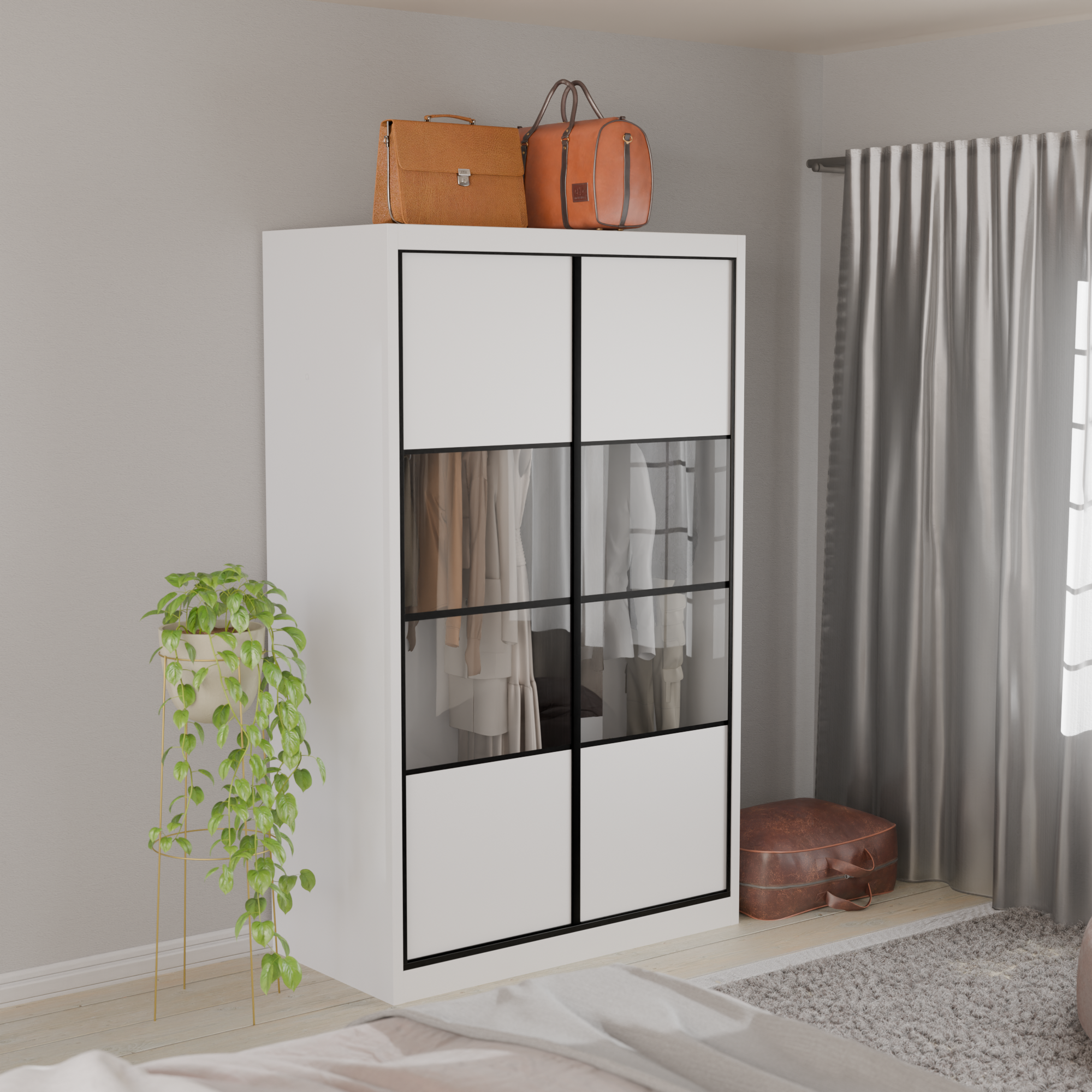 Josie Modular Wardrobe W01 - Customizable Closet Organizer with Adjustable Shelves & Hanging Rod - Perfect for Bedroom, Walk-In Closet & Small Space Storage Solutions