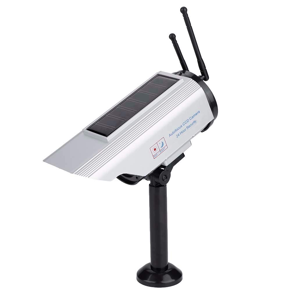 Solar Powered Fake Security Camera - Dummy Surveillance Camera with Adjustable Design for Indoor & Outdoor Use - Ideal for Home, Office, and Business Security Deterrent