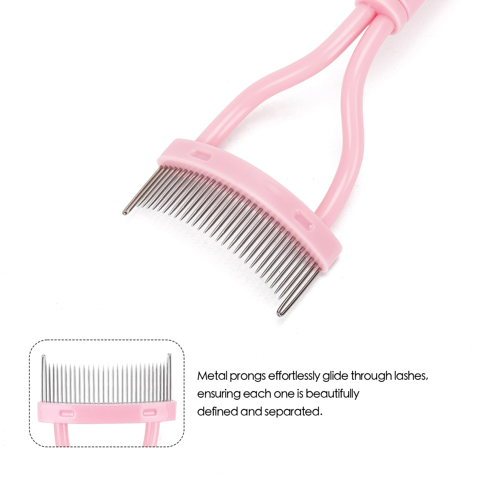 2 Pcs Eyelash Separator Tool - Mascara Brushes & Eyelash Comb for Perfect Lash Separation & Definition (Light Pink) | Professional Makeup Tool for Salon, Home Use & Travel