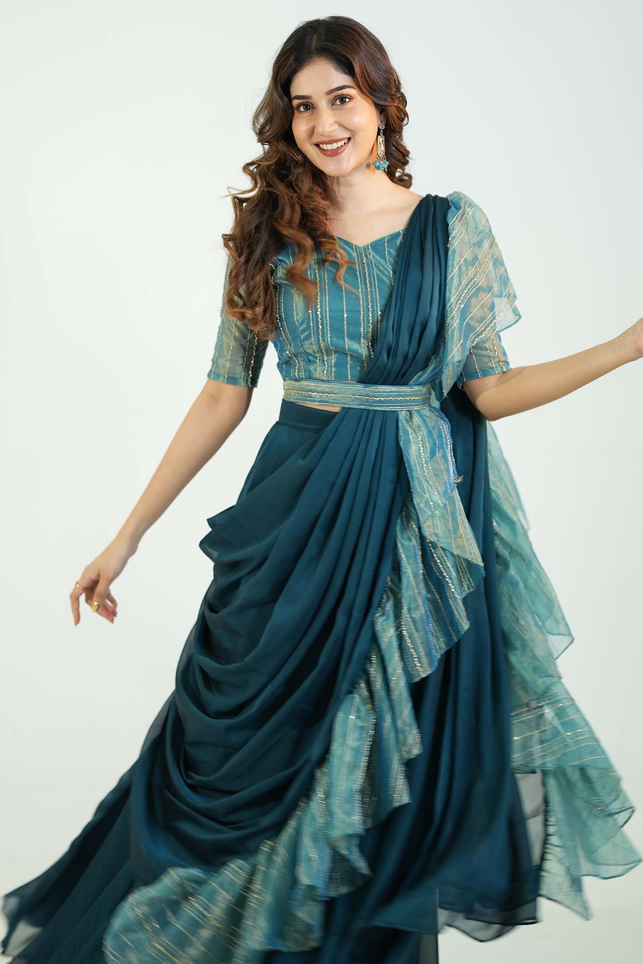 DD500 Nazriya Designer Crop Top Lehenga for Women - Stylish Indian Ethnic Wear for Parties, Weddings & Festivals