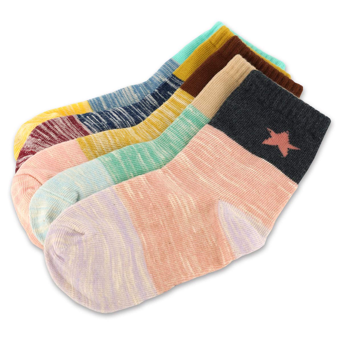 Boys Cotton Crew Socks 5-Pack - Soft Kids Socks for School, Sports & Everyday Wear | Breathable & Comfortable Toddler Socks