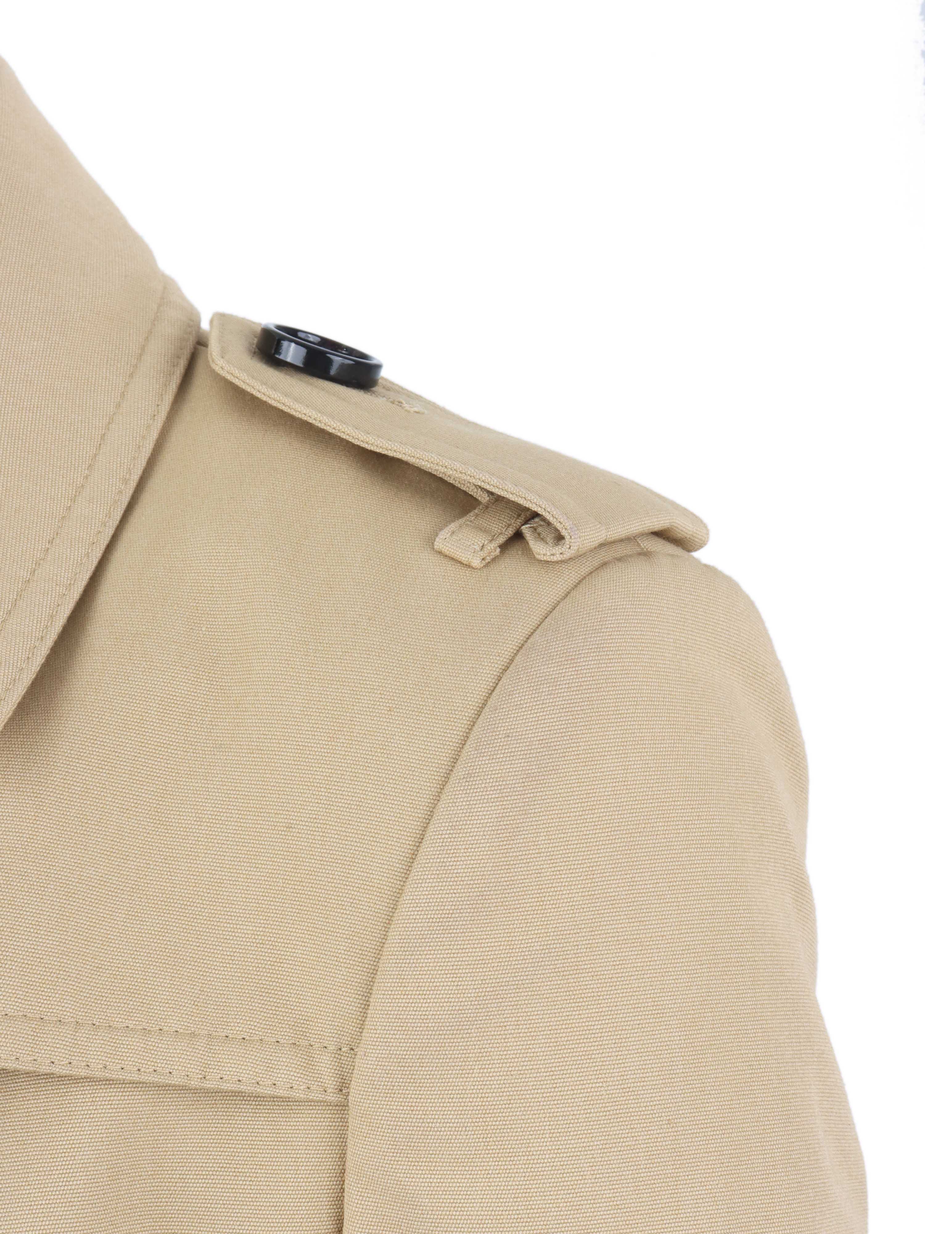 Burberry Tan Trench Coat with Leather Sleeve Straps - Classic Waterproof Raincoat for Women | Perfect for Office, Travel & Formal Occasions