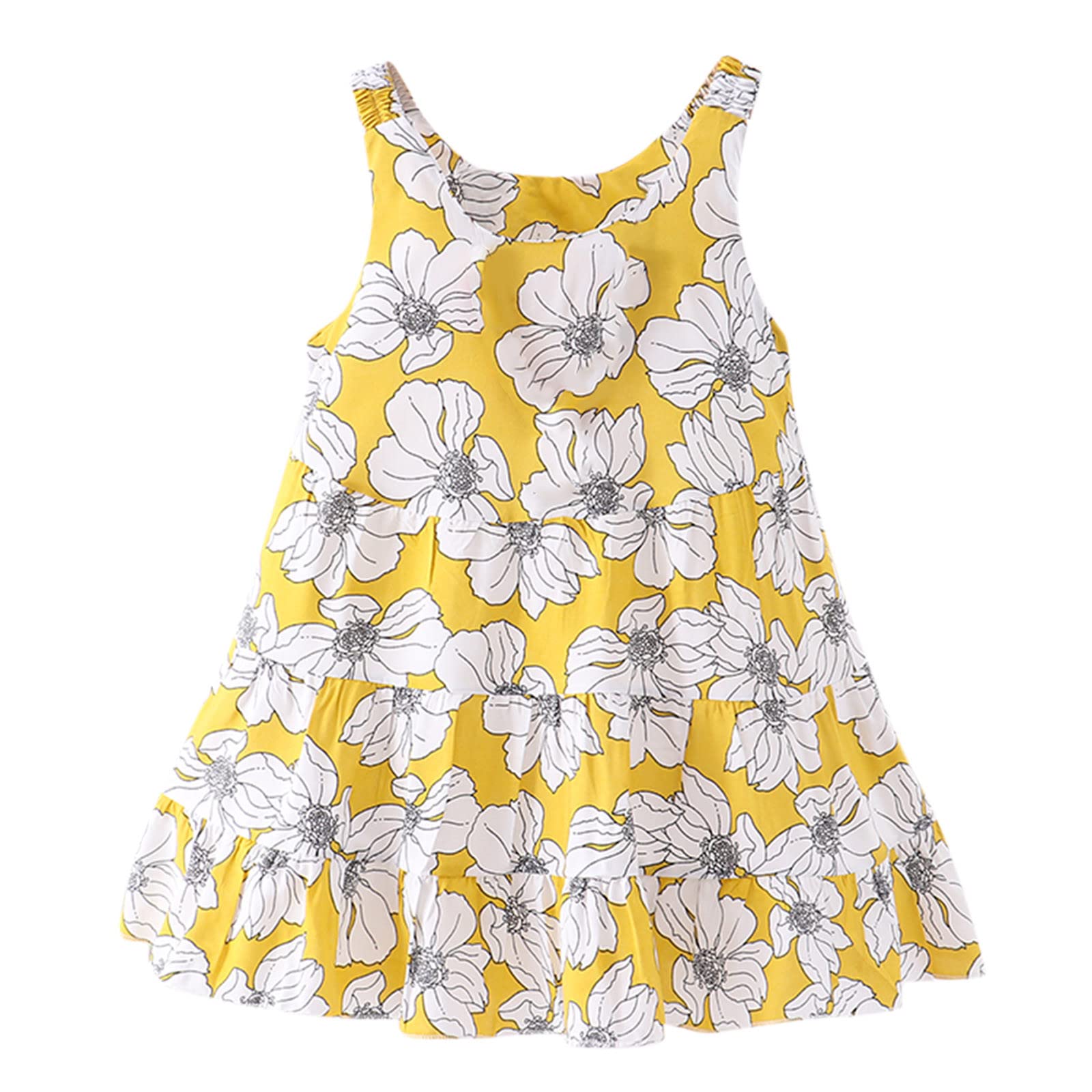 Floral Sleeveless Toddler Girls Beach Dress - Princess Straps Summer Outfit for Toddlers & Kids | Perfect for Beach Vacations, Birthday Parties & Photo Shoots