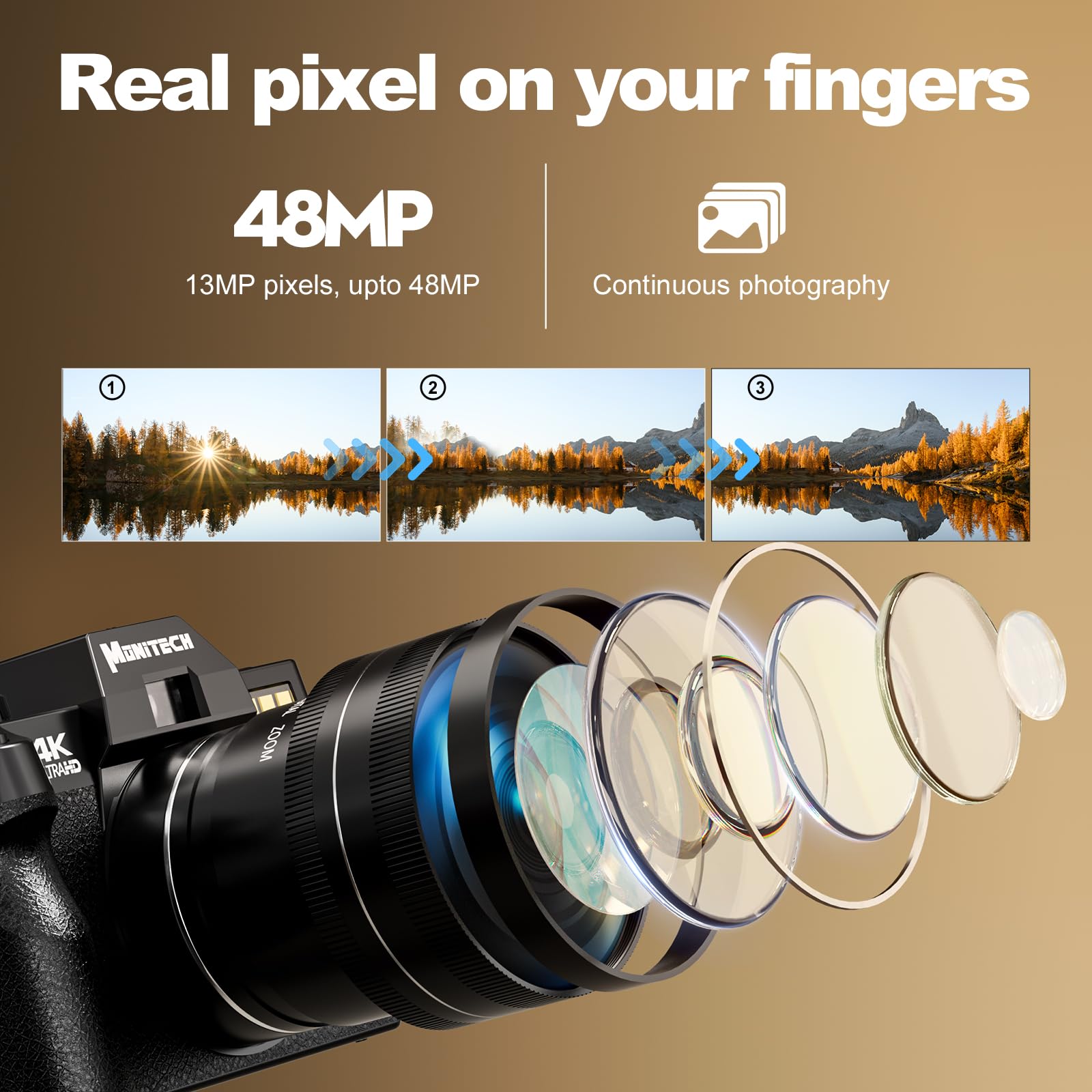 4K Digital Camera for Photography & Vlogging - 48MP YouTube Camera with 180° Flip Screen, 16X Zoom, Autofocus, Flash, 52mm Wide Angle & Macro Lens - Includes 2 Batteries & 32GB SD Card (S100, Black) - Perfect for Travel, Blogging, and Content Creation