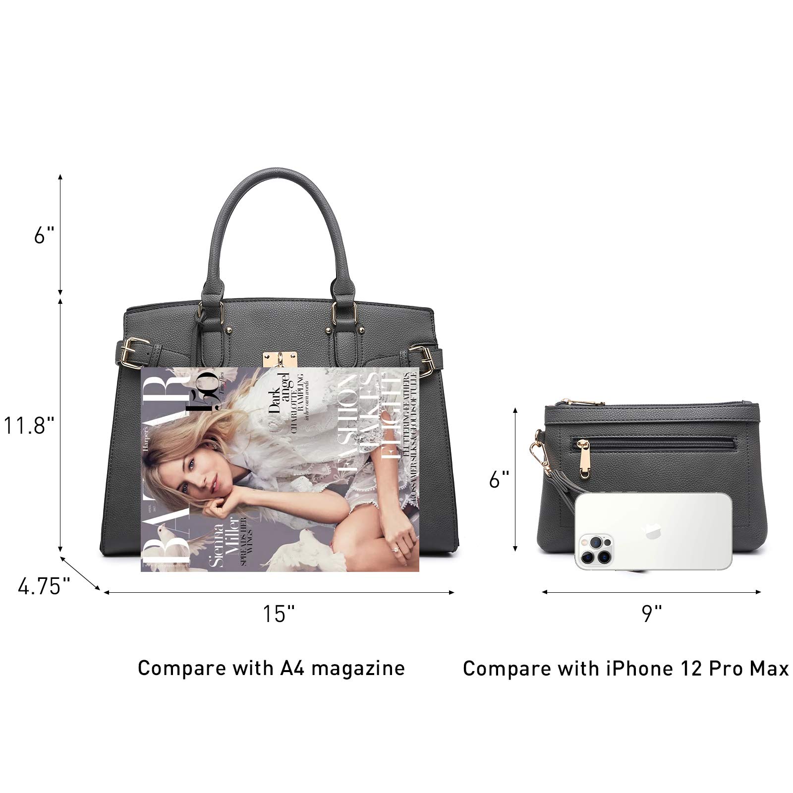 MKP Women's Fashion Satchel Handbag - Top Handle Tote Shoulder Bag for Work & Daily Use with Matching Wristlet Wallet | Perfect for Office, Travel & Shopping