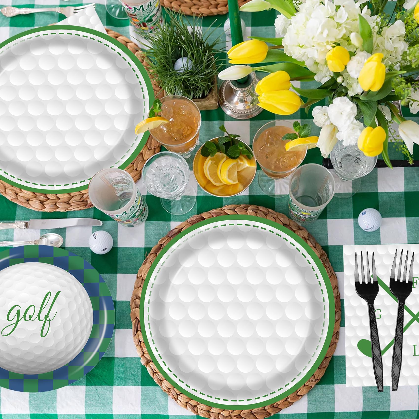 96 Pcs Golf-Themed Paper Plates & Napkins Set - Birthday Party Decorations, Golf Tournament Supplies, Baby Shower & Sports Theme Party Essentials