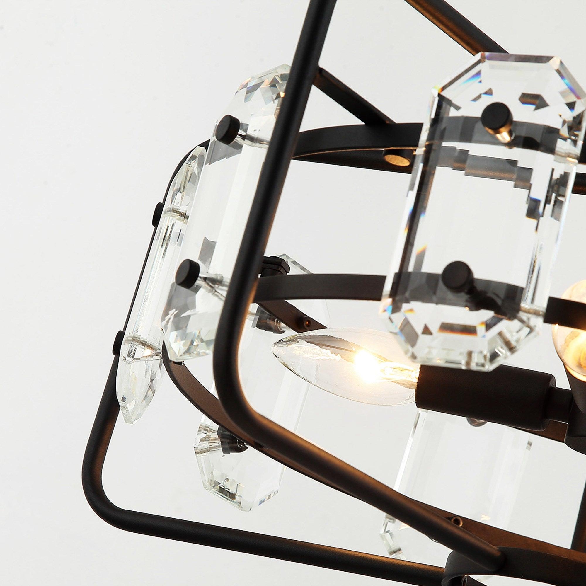 4-Light Modern Crystal Pendant Light Fixture - Gold or Black Finish - Perfect for Dining Room, Living Room, or Bedroom Ceiling Lighting