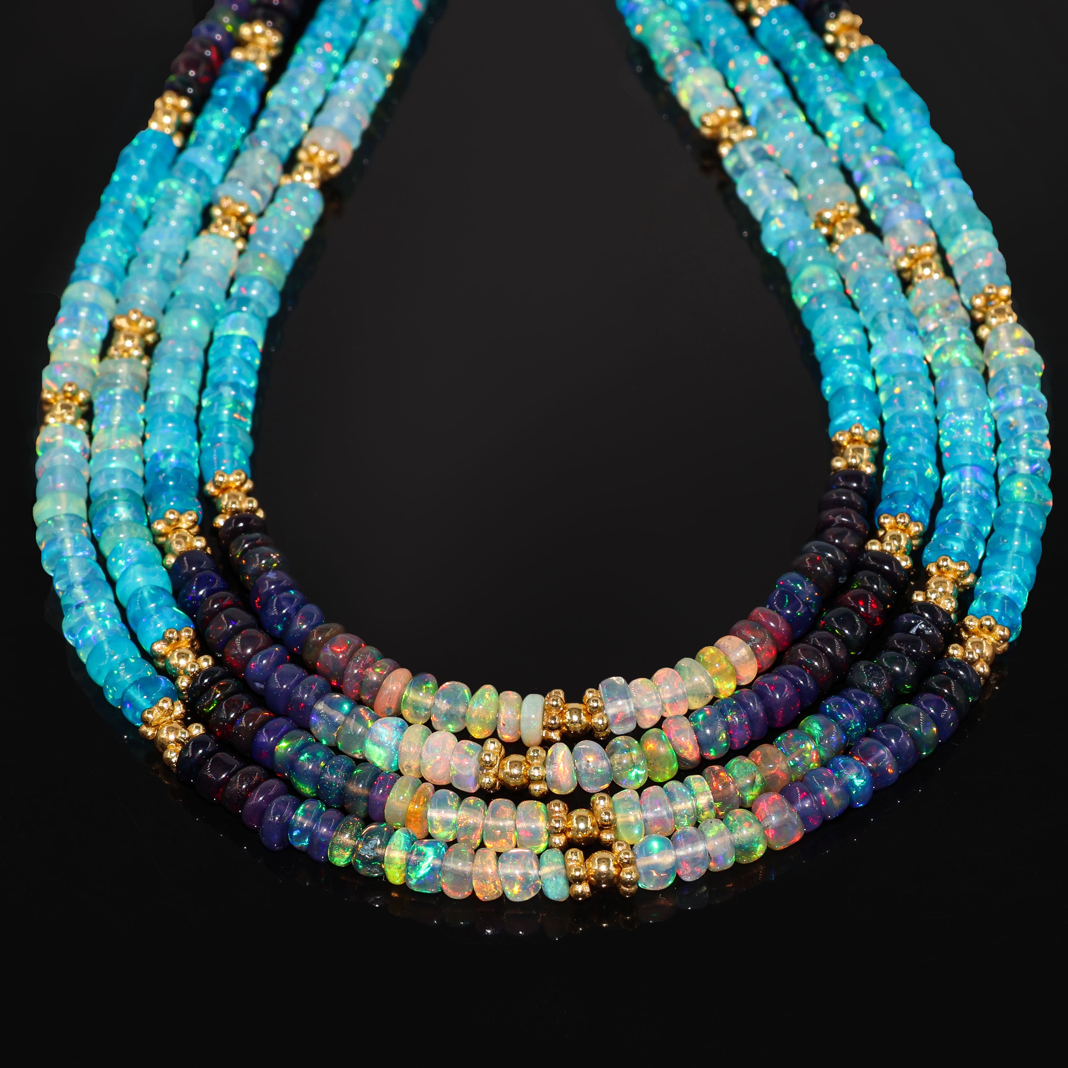 Natural Fire Multi Opal Beaded Necklace for Women - Elegant Handmade Jewelry Gift for Birthday, Anniversary & Special Occasions