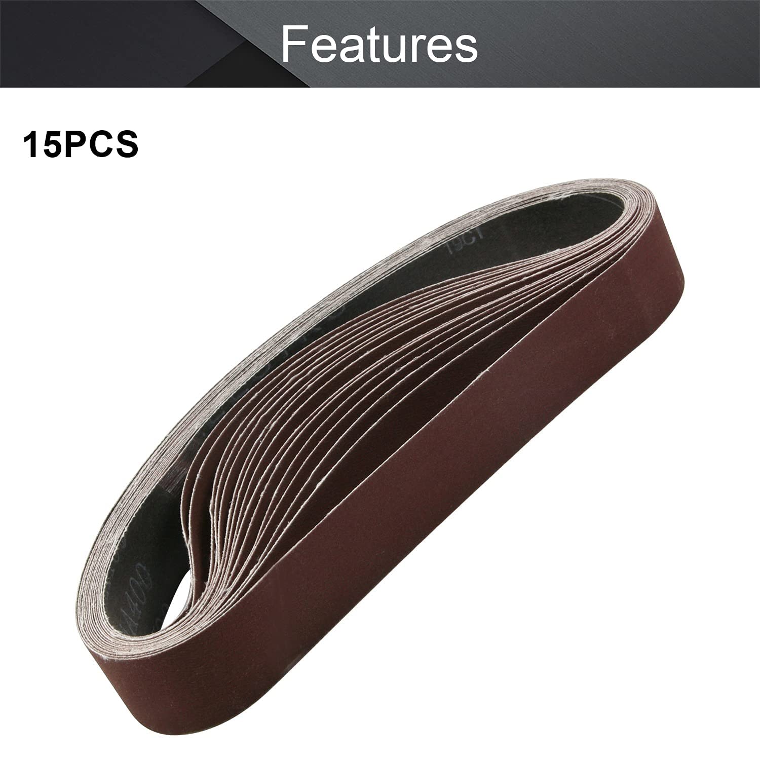 Utoolmart 1.2x21 Inch 400 Grit Aluminum Oxide Sanding Belt - 15 Pack for Wood Finishing, Metal Polishing & Drywall Sanding | Compatible with Portable Belt Sanders, DIY Projects & Professional Sharpening