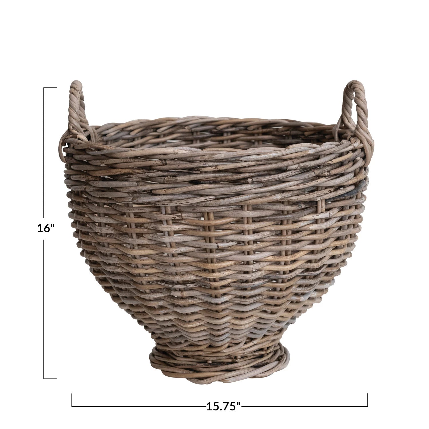 Natural Rattan Storage Basket with Handles - Woven Seagrass Laundry Hamper for Bedroom, Bathroom, or Nursery Organization