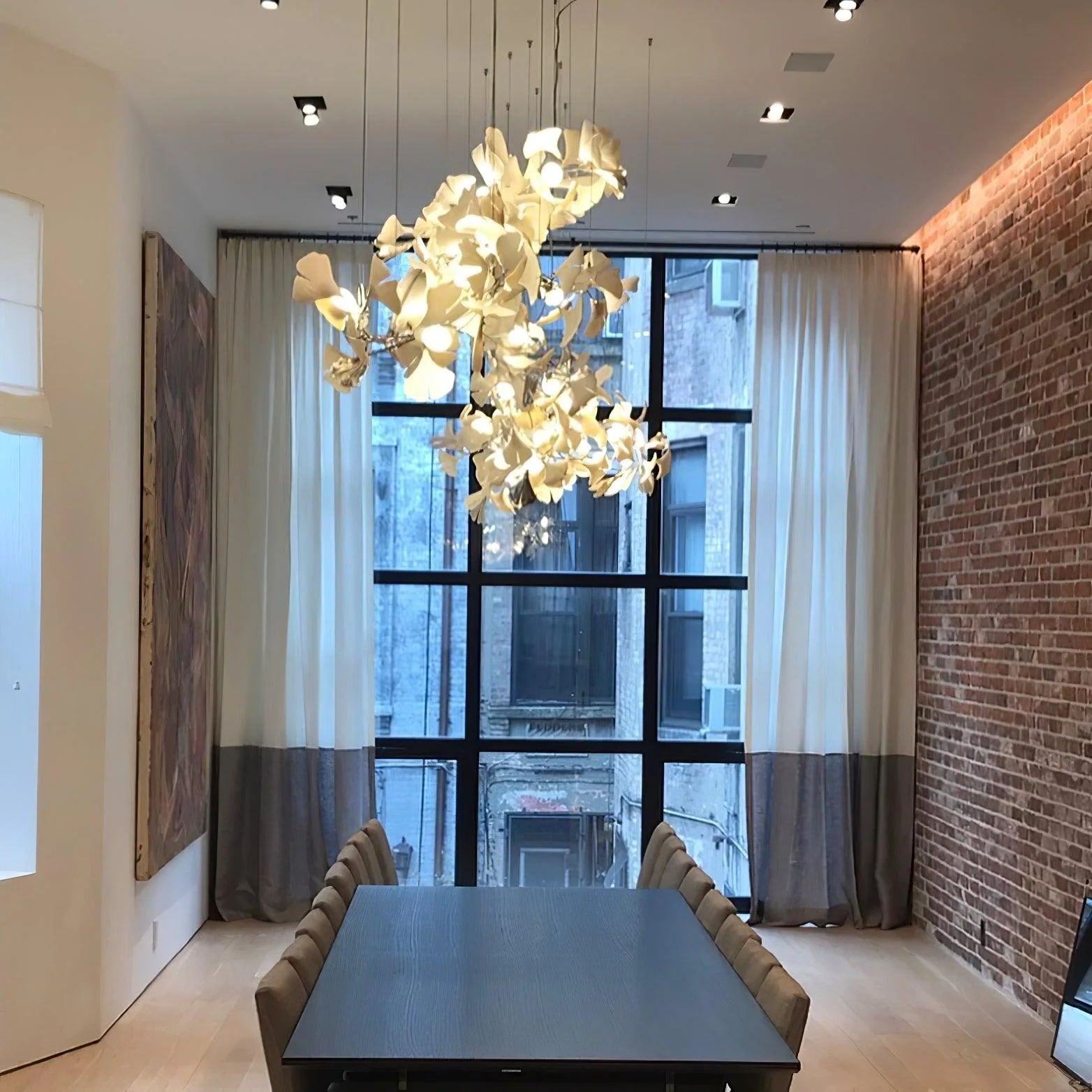 Elegant Ginkgo Leaf Chandelier - Handcrafted Bohemian Style Ceiling Light Fixture for Dining Room, Living Room & Bedroom Decor