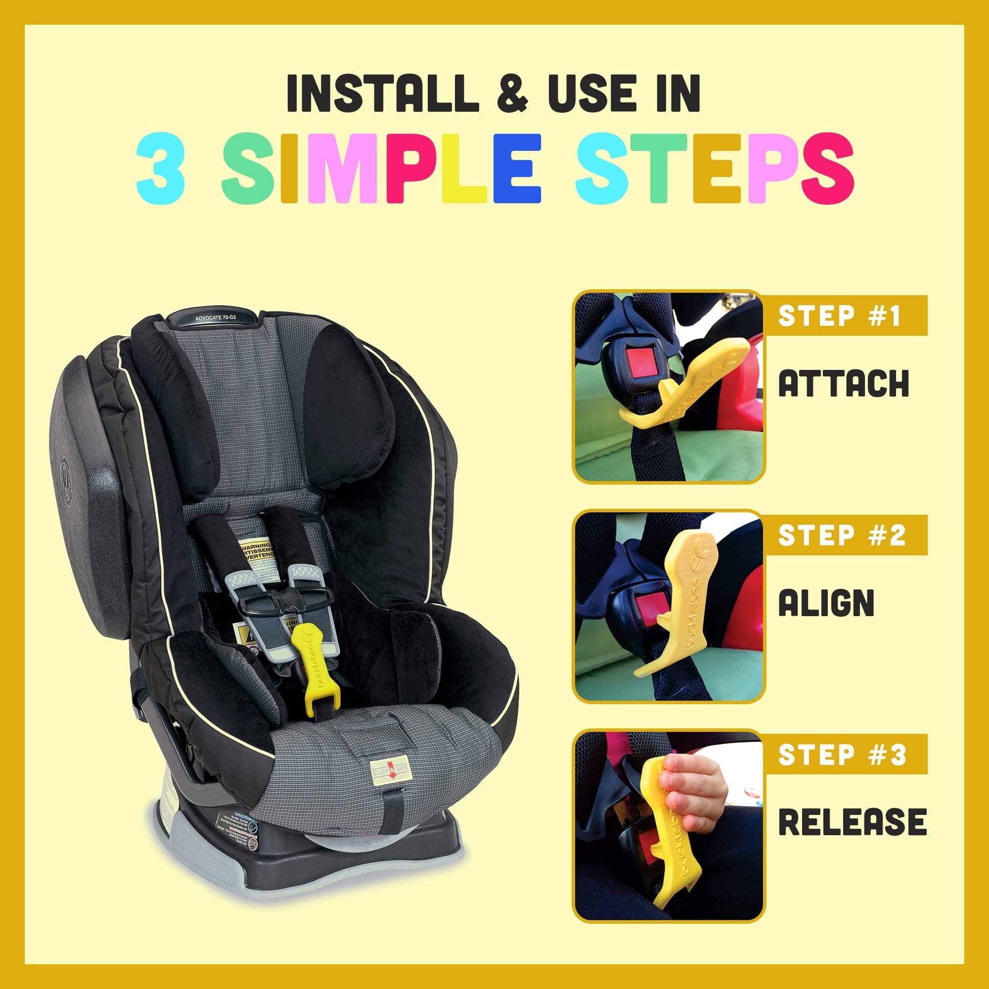 Bucklebee Easy Car Seat Buckle Release Aid for Kids - Child Safety Car Seat Button Pusher & Opener Tool - Helps Unbuckle Car Seat with Long Nails (1 Pack, Teal) - Perfect for Parents & Caregivers on the Go