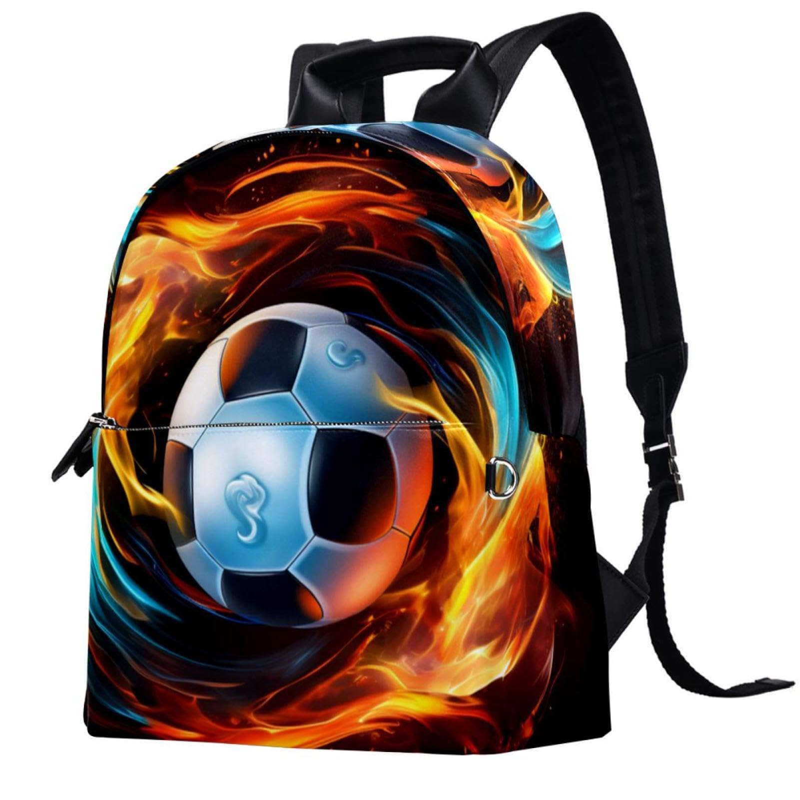 Stylish Travel Backpack for Women & Men - Durable Flaming Football Design Backpack for Hiking, Commuting & College Campus Use