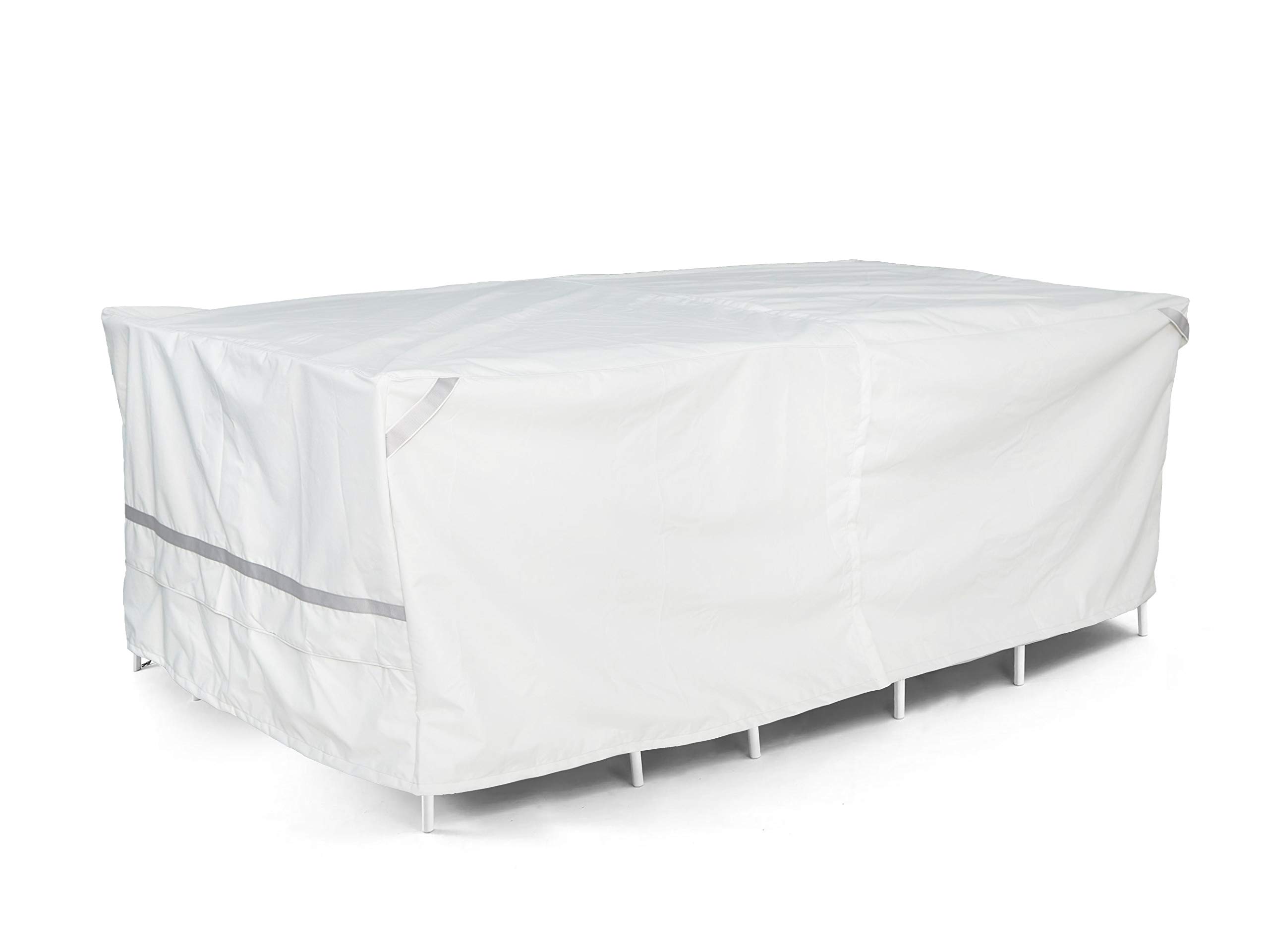 Premium Polyester Rectangular Dining Table & Chair Cover Set - Weatherproof, UV Resistant, Drawstring Hem, Umbrella Hole - Perfect for Outdoor Patio, Garden, and Poolside Furniture Protection