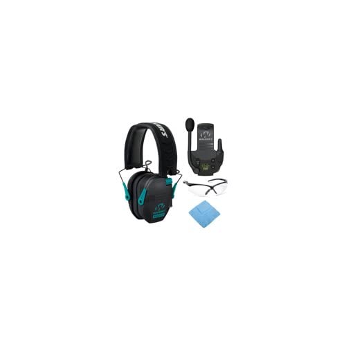 Walker's Razor Slim Electronic Shooting Earmuffs - Noise Cancelling Hearing Protection for Shooting Range & Hunting - Includes Walkie Talkie & Safety Glasses Bundle - Perfect for Outdoor Sports & Tactical Training