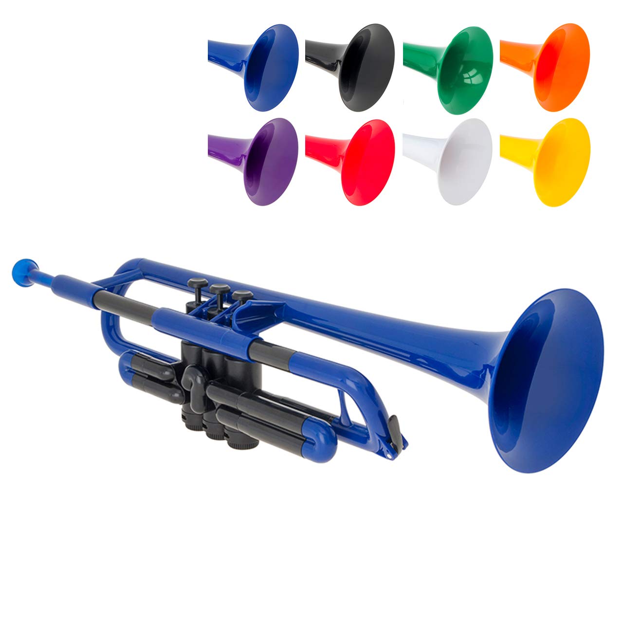 pBone PTRUMPET1B Blue Plastic Trumpet - Lightweight Durable Instrument for Beginners & Students | Perfect for School Bands, Practice & Outdoor Performances
