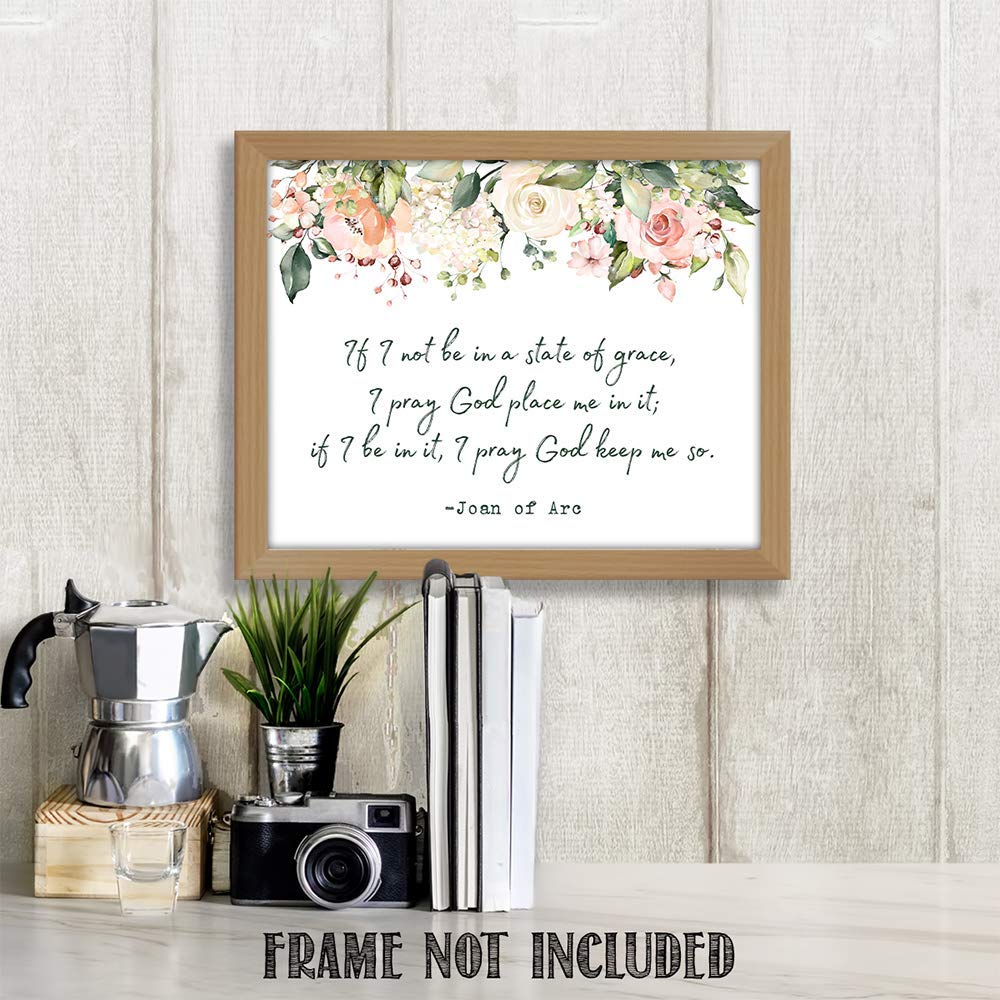 TJ Originals - Joan of Arc Christian Bible Quote Wall Art Print 11x14 Inches | Inspirational Bible Verse Decor for Home, Office & Church | Gift for Women, Family & Friends | Birthday & Religious Occasions | Floral Design