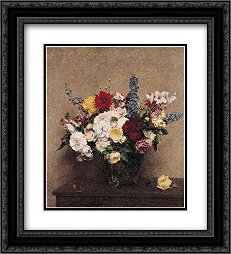 20x22 Black Ornate Frame with Double Matted Museum Art Print - Floral Still Life Painting by Ignace Henri Jean Fantin-Latour | Perfect for Living Room, Bedroom & Office Wall Decor