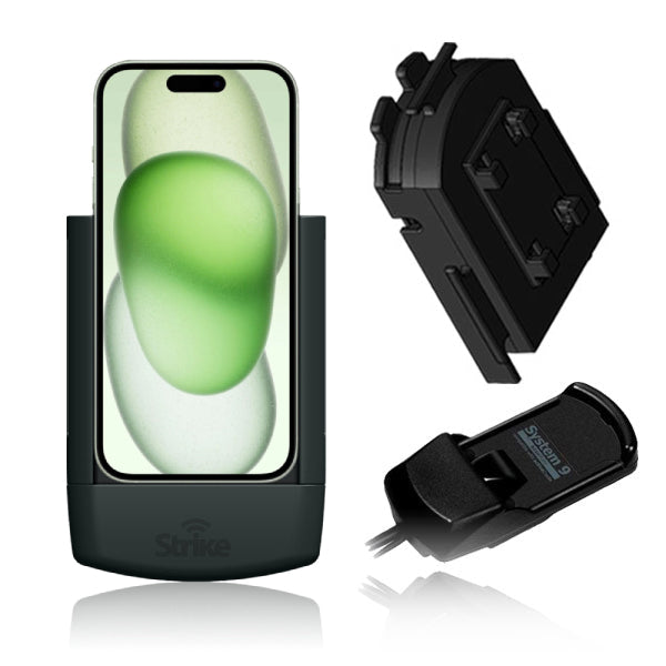 iPhone 15 Plus Car Mount with Strike Alpha Cradle & Adapter - Perfect for Bury System 9 - Hands-Free Driving Solution for Commuters & Road Trips