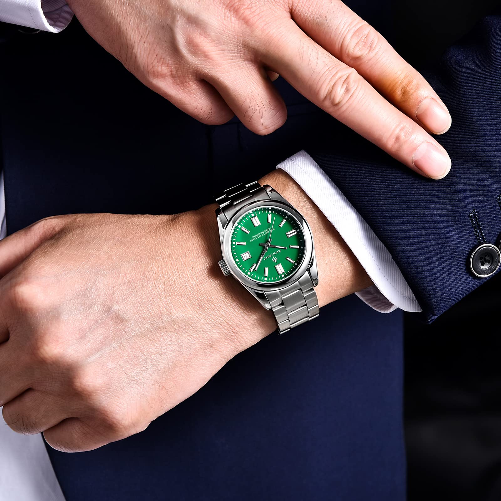 Waterproof Stainless Steel Men's Watch - Analog Chronograph Dress Watch with Luminous Hands | Fashionable & Easy to Read | Perfect Gift for Him | Ideal for Business, Formal Events & Everyday Wear