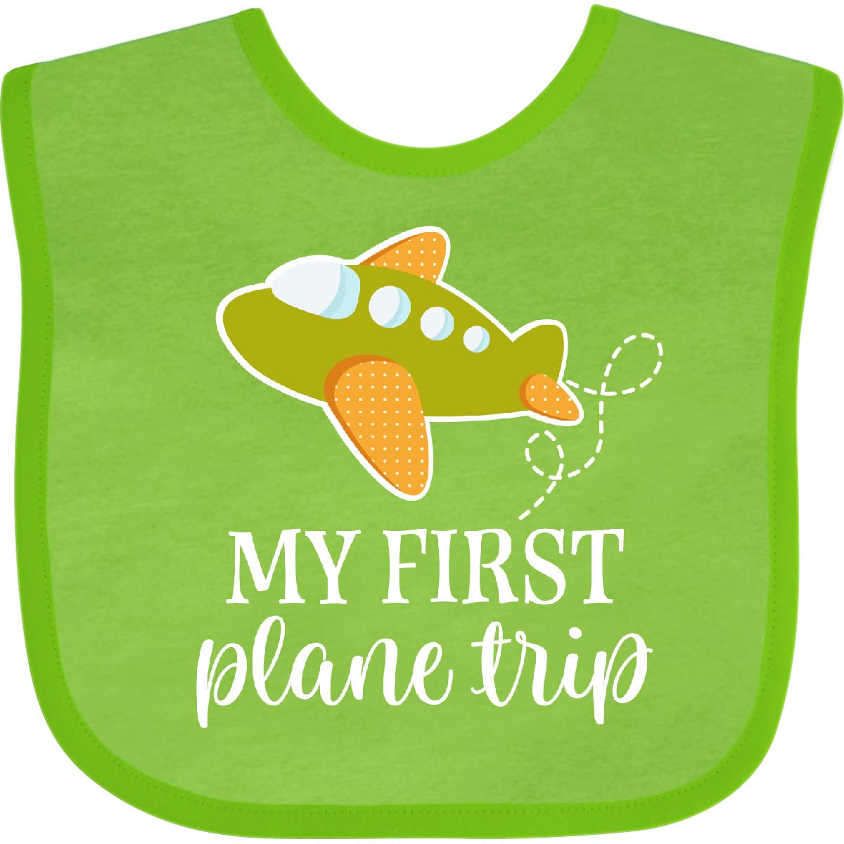 Inktastic My First Plane Trip Airplane Travel Baby Bib - Soft Cotton Drool Bib for Infants & Toddlers - Perfect for Air Travel, Road Trips & Everyday Use
