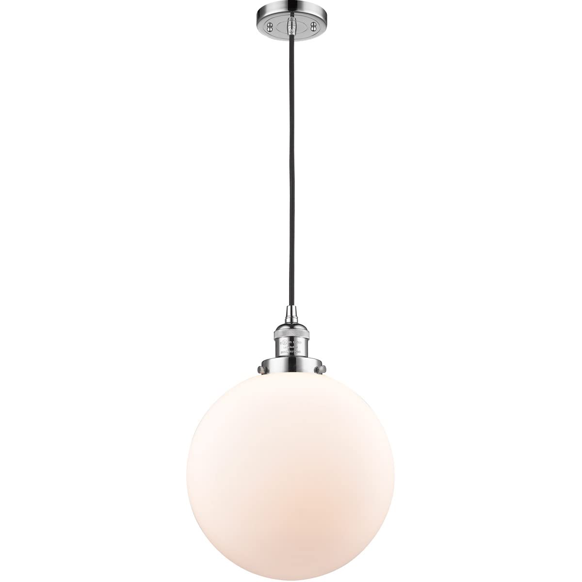 201C-PC-G201-12 LED Bare Bulb Cord Set with 1 Light in Polished Chrome Finish - Perfect for Vintage Lighting, Industrial Decor, and DIY Home Projects
