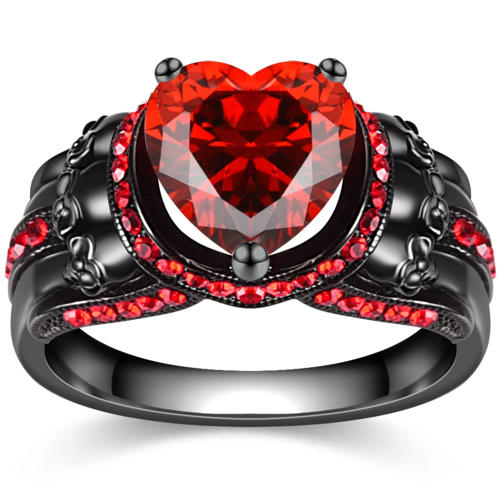 Gothic Jewelry Black Skull Rings for Women - Punk Biker Rings, Vampire Gothic Accessories, Halloween & Christmas Gifts - Perfect for Dark Aesthetic, Engagement, and Alternative Fashion Lovers