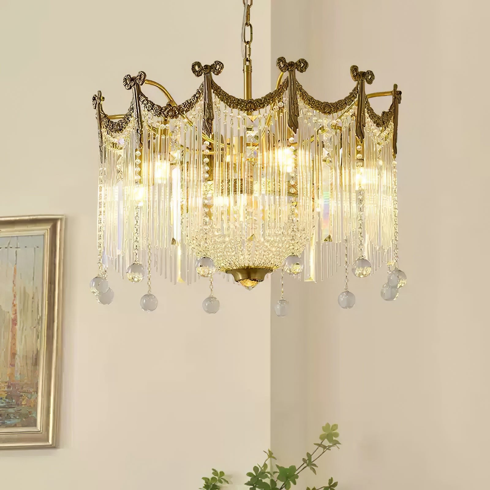 Evangeline Crystal Chandelier - Elegant Ceiling Light Fixture for Dining Room, Living Room & Bedroom | Modern Home Decor Lighting