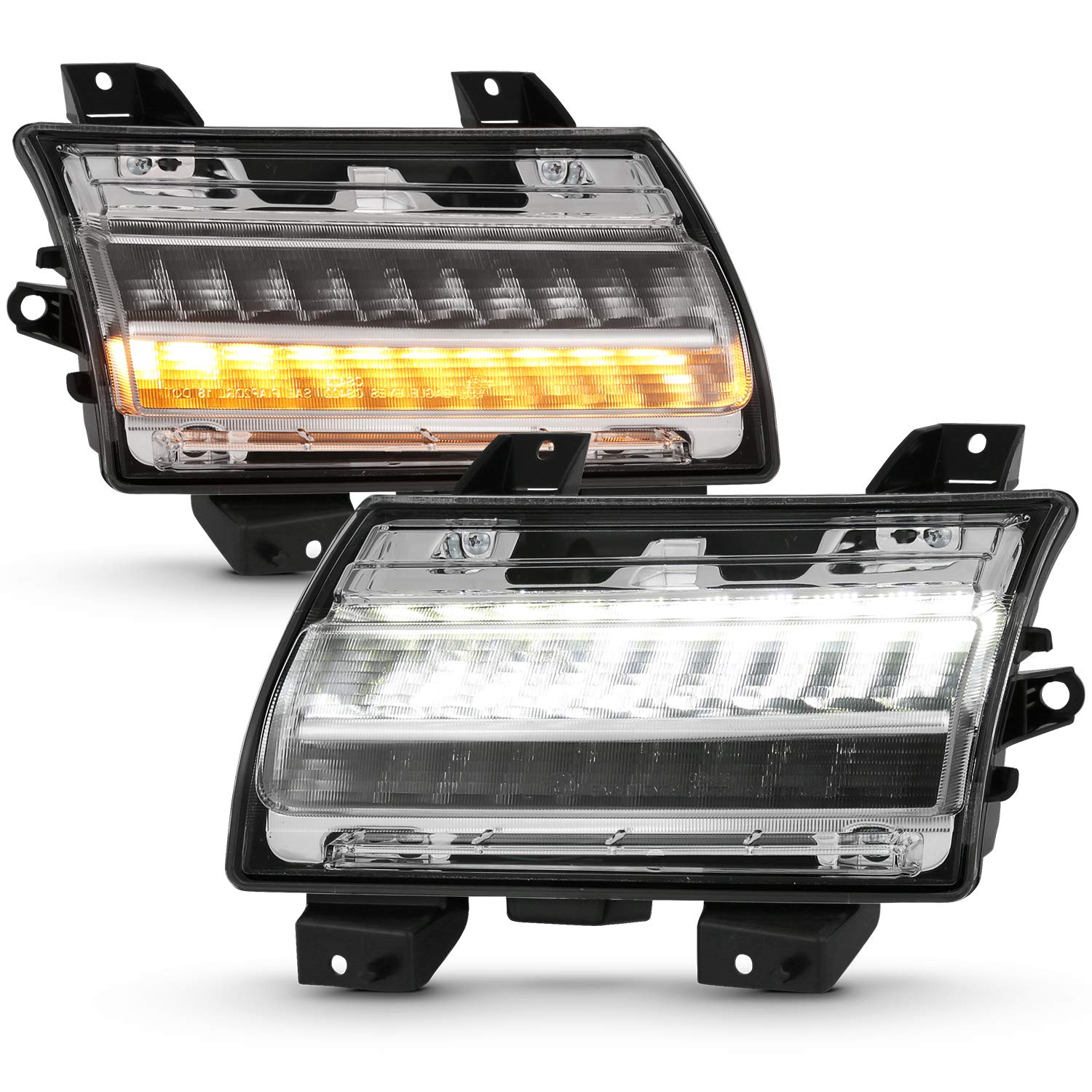 2018-2020 Jeep Wrangler JL Sequential LED Turn Signal Lights - AmeriLite Halogen Replacement with DRL Bumper Parking Lamps (Pair) - Perfect for Off-Roading & Night Driving