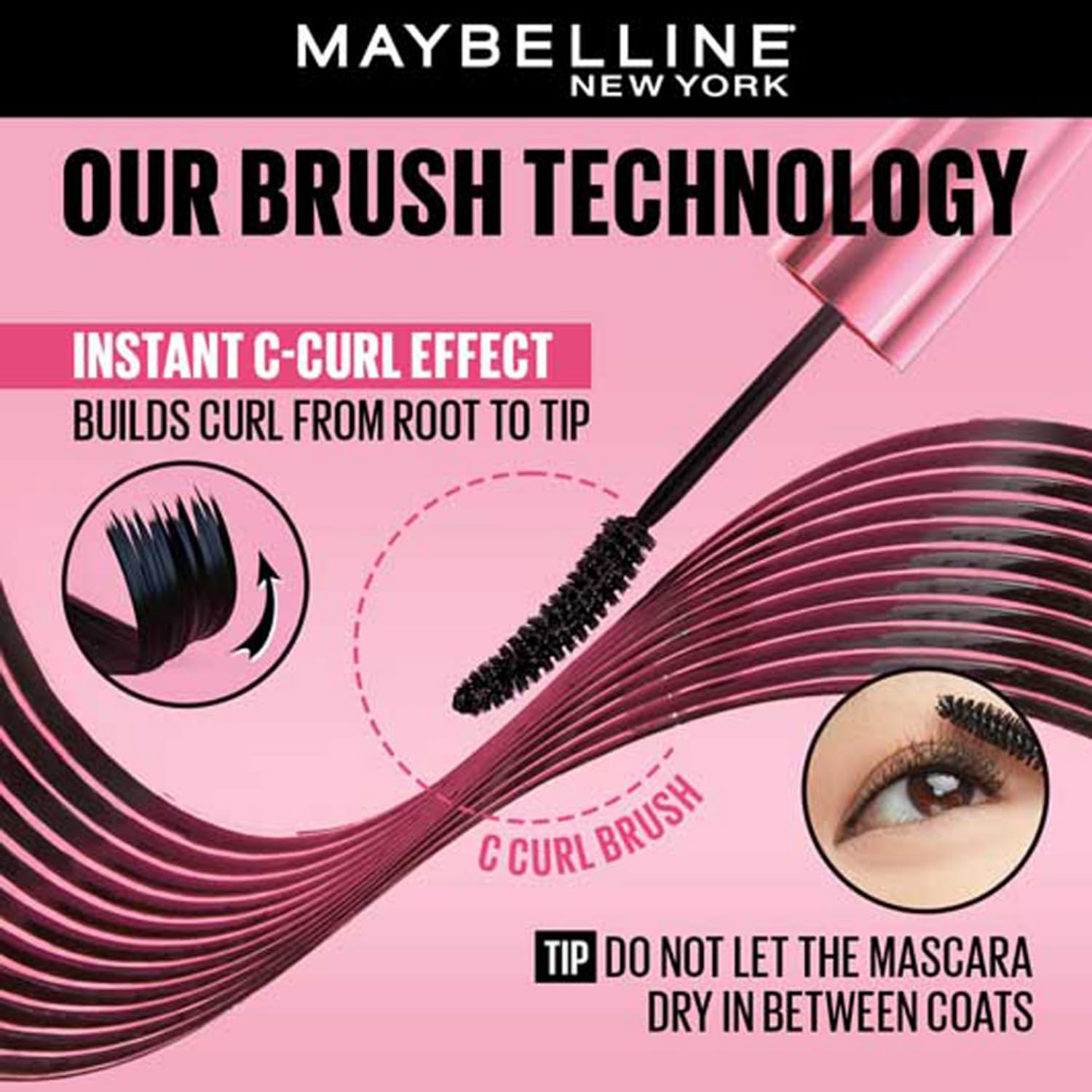 Maybelline New York Hypercurl Waterproof Mascara - Volumizing & Lengthening Black Mascara for Long-Lasting Curled Lashes - 9.2ml for Day & Night Wear, Parties & Special Occasions