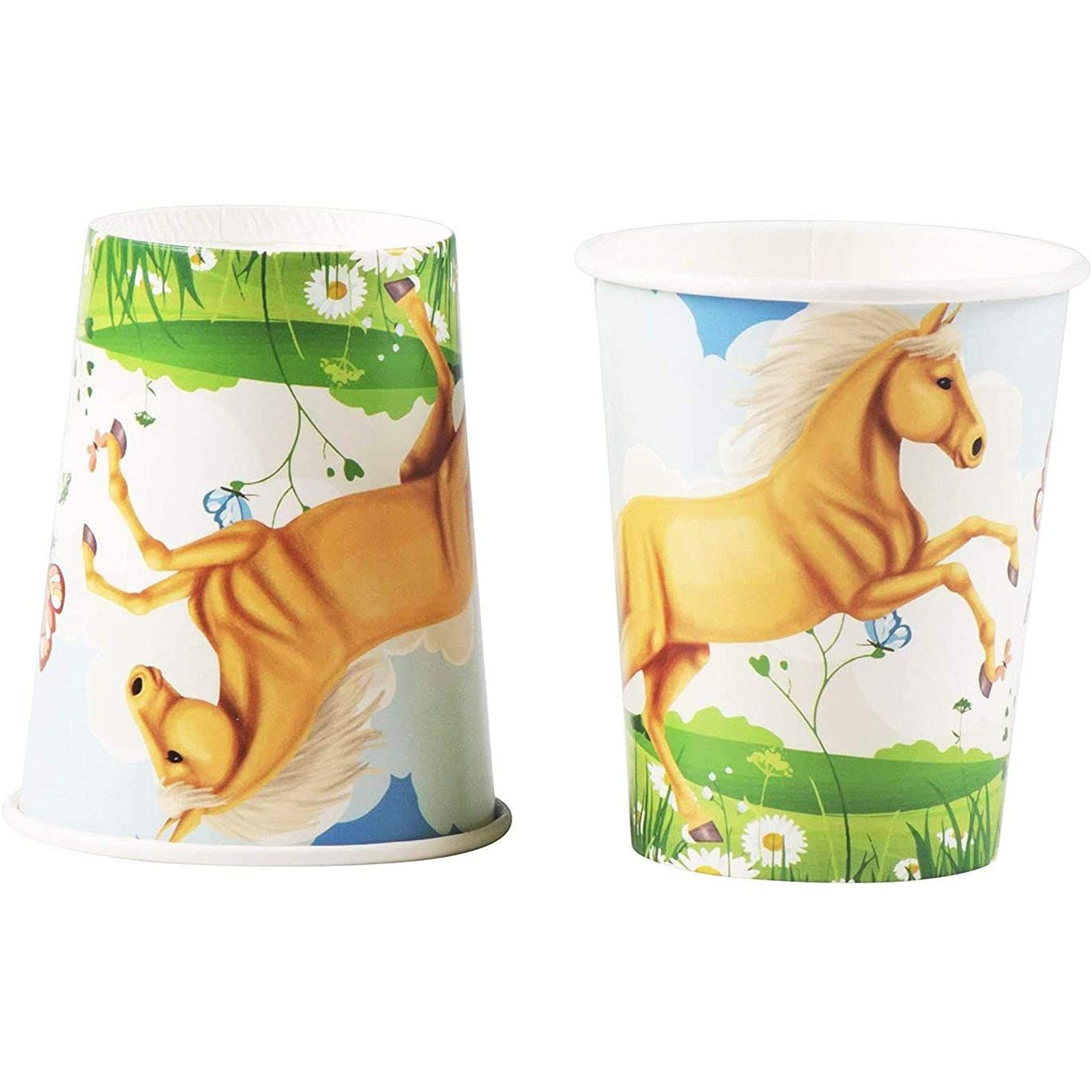 Juvale Horse Birthday Party Supplies Set - 144 Pieces (24 Servings) - Paper Plates, Napkins, Cups & Cutlery for Western Themed Parties, Cowboy Events & Kids Birthday Celebrations