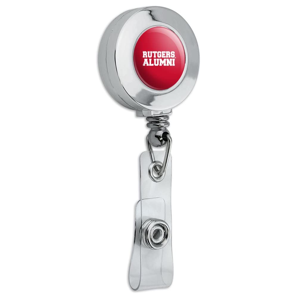 Rutgers Scarlet Knights Alumni Retractable Badge Reel - Chrome ID Card Holder Clip for Work, School, and Campus Security Access
