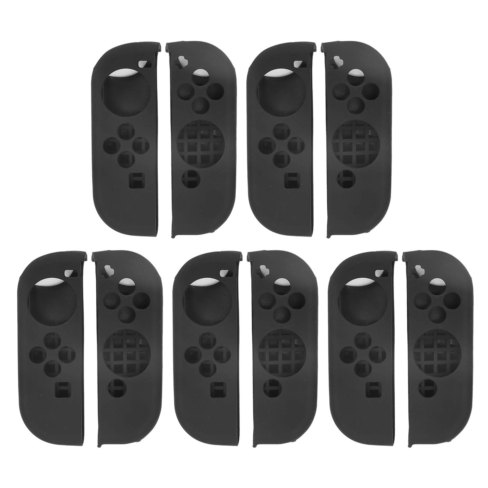 5 Sets Silicone Game Handle Connector Cover for Nintendo Switch - Protective Grip Case Accessories Compatible with Joy-Con (Black) | Enhanced Comfort & Anti-Slip Design for Long Gaming Sessions, Perfect for Nintendo Switch OLED/Lite/Original Models