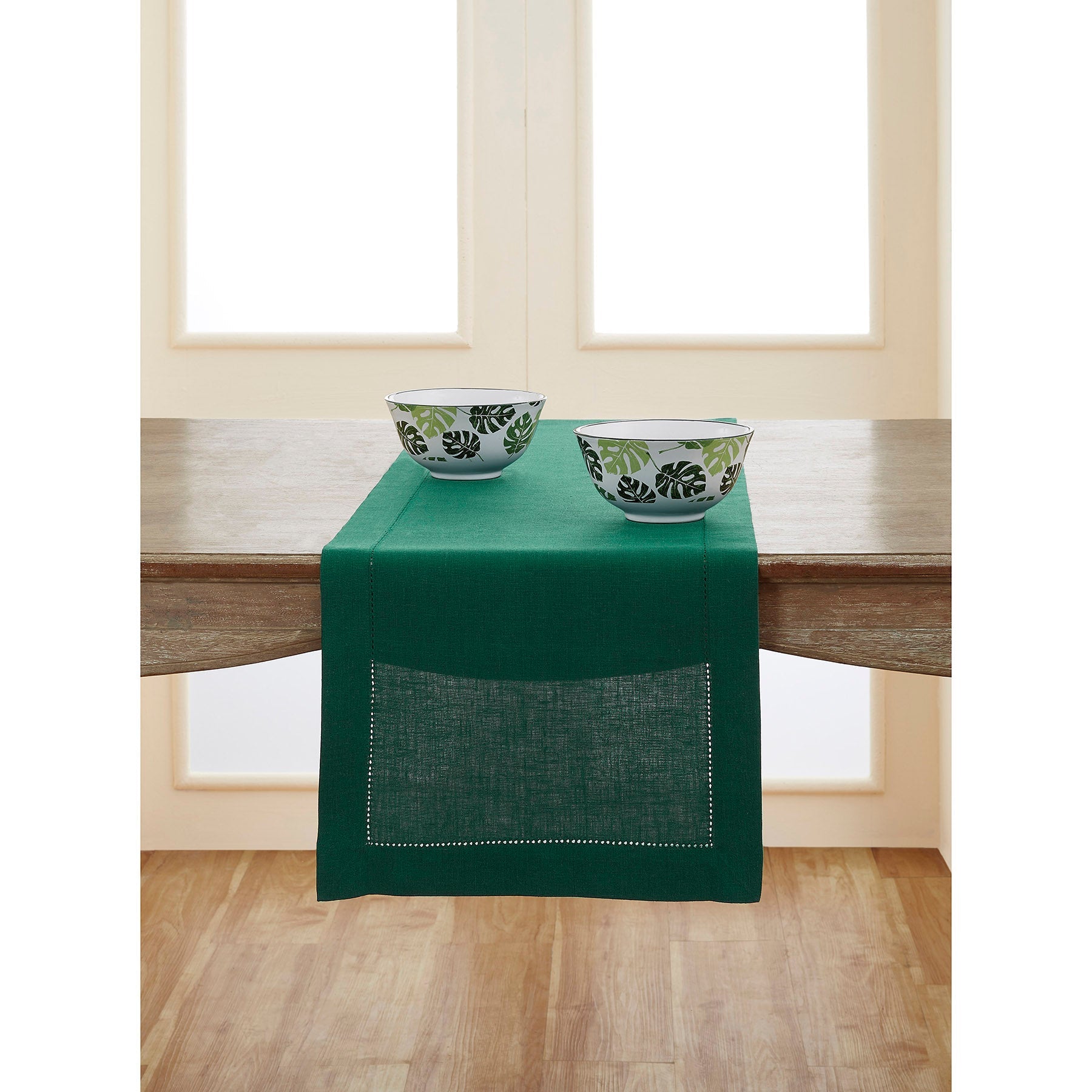 Elegant Classic Hemstitch Table Runner - Premium Linen Dining Table Decor for Weddings, Holidays & Home Decor