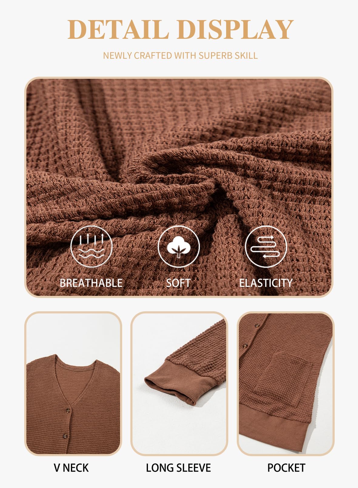 Eytino Women's Plus Size Cardigans - Casual Long Sleeve Waffle Knit Button Down Sweater (1X-5X) | Perfect for Office Wear, Fall Layering & Cozy Home Outfits
