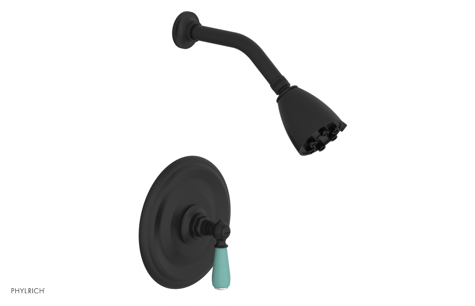 Jamestown Pressure Balance Shower Set with Lever Handle & Turquoise Accents - Model 165-22 | Modern Bathroom Fixture for Spa-Like Shower Experience