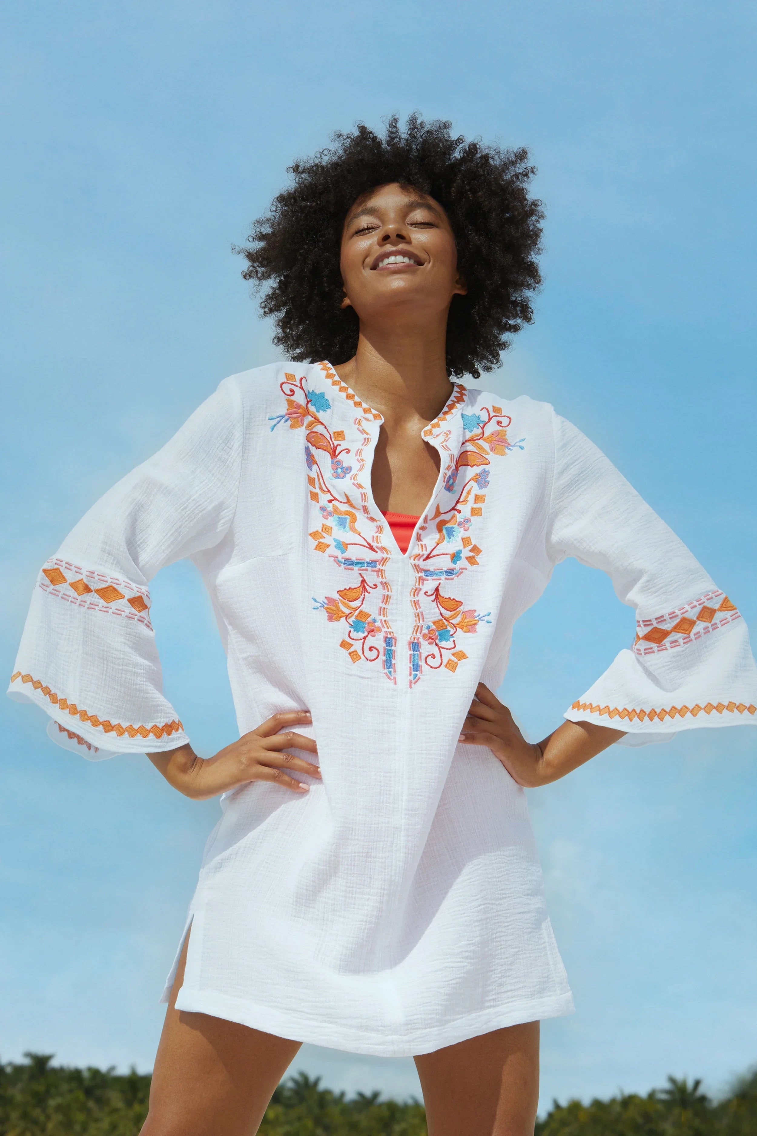 Sophia Tunic Dress - Flamenco Style Women's Top with Flowy Sleeves | Perfect for Dance Performances, Parties & Boho Fashion
