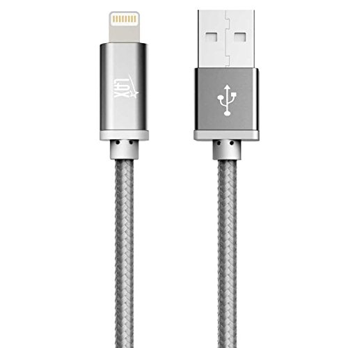 Apple MFi Certified Lightning Cable 6ft - Fast Charging & Sync for iPhone 14/13/12/11/X/8/7 - Durable Nylon Braided Gray USB Cable (Perfect for Home, Office & Travel)