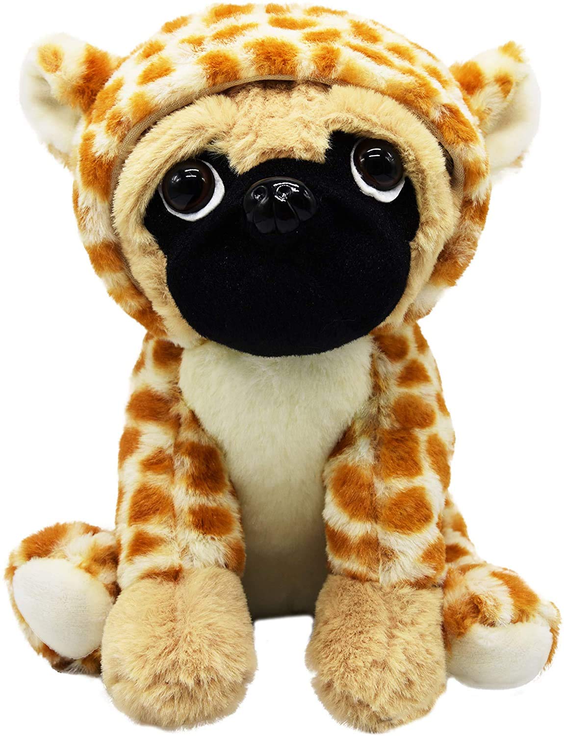 Cute 12-inch Pug Dog Stuffed Animal in Brown Panther Costume - Soft Plush Toy for Kids | Perfect for Cuddling, Birthday Gifts & Nursery Decor