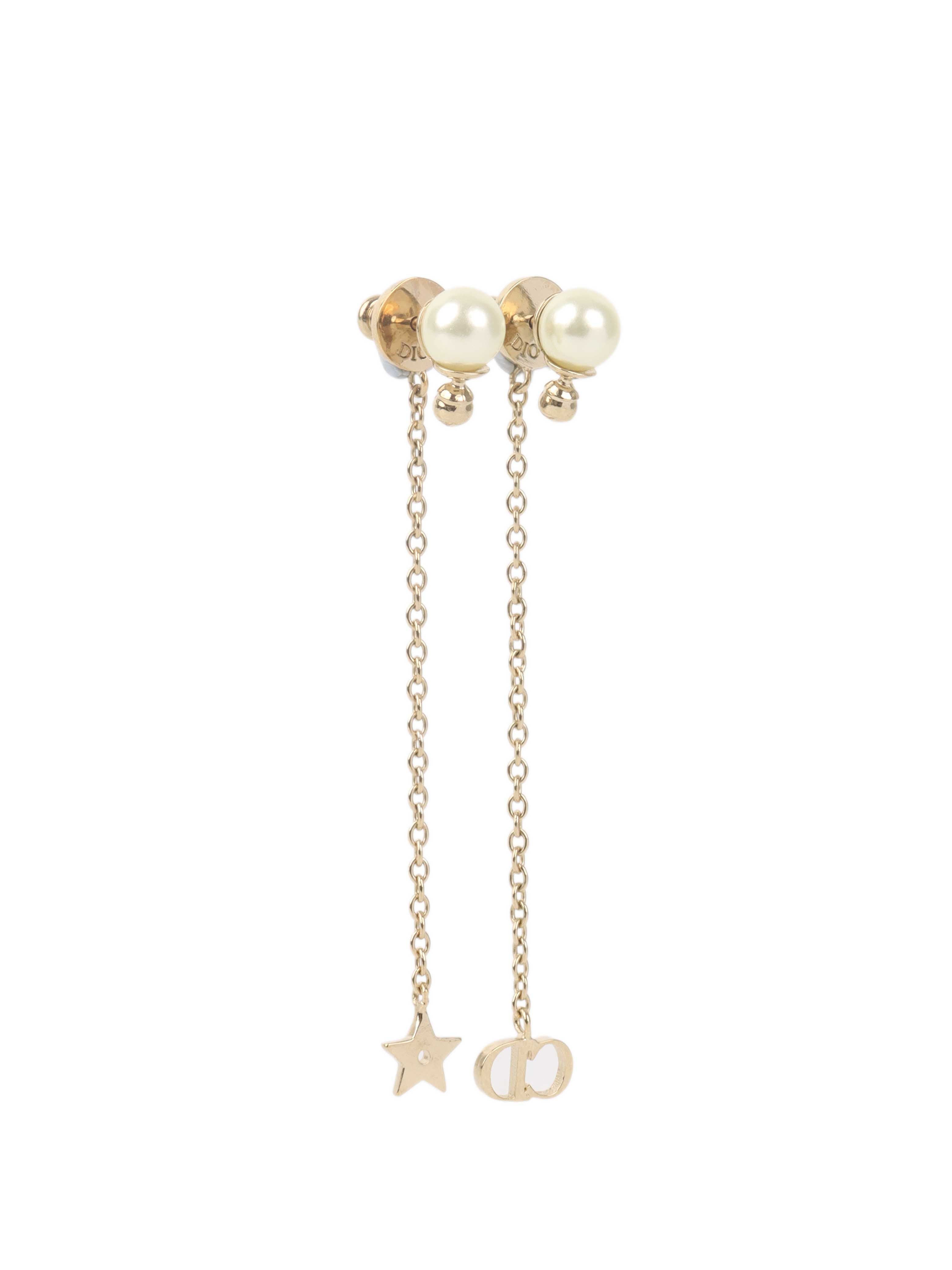Dior Light Gold Dangle Earrings for Women - Elegant Luxury Fashion Jewelry for Parties, Weddings & Special Occasions