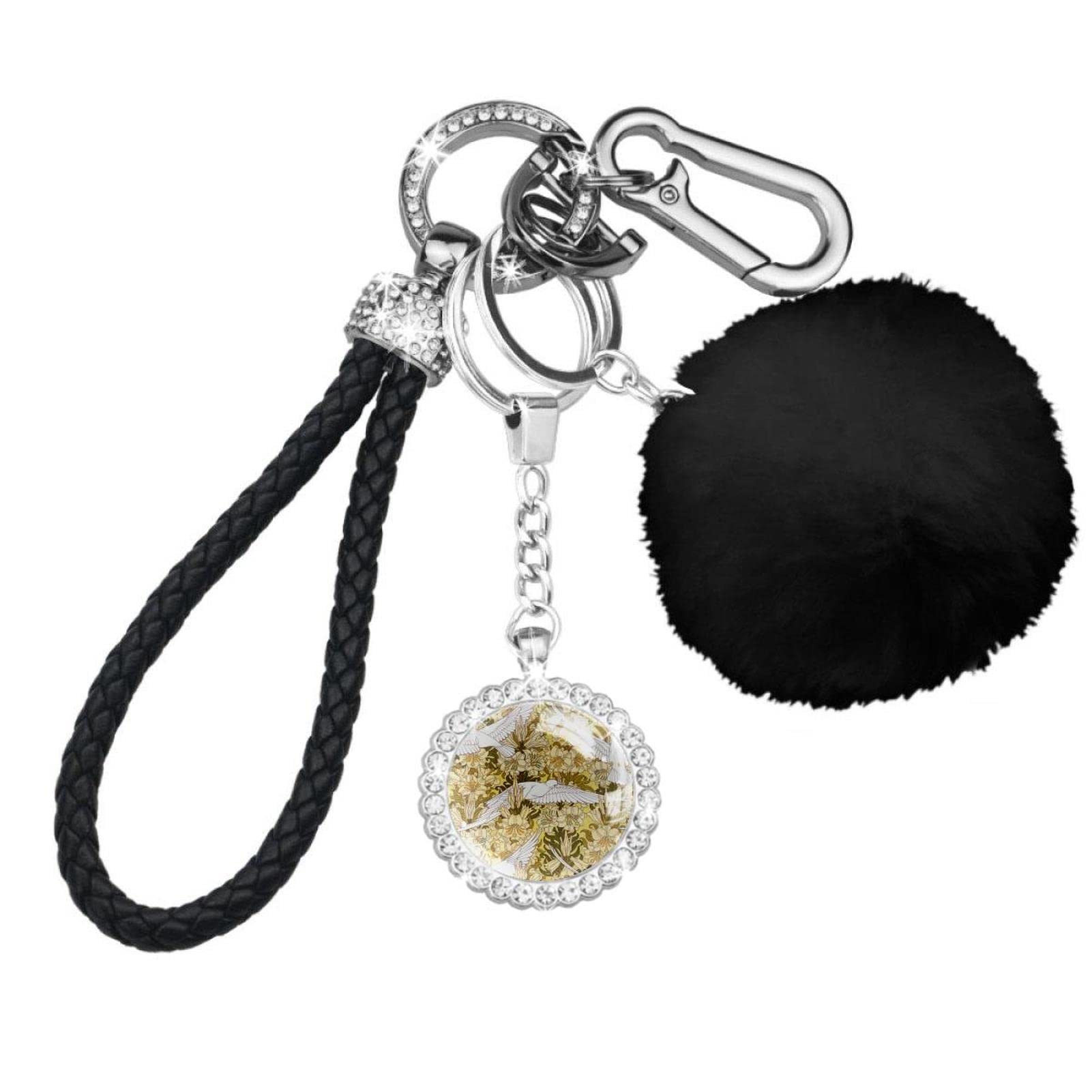 Cute Cat Whiskers Keychain Set for Women - Stylish Wristlet, Car Keychain & Pom Pom Accessories Kit | Perfect Gift for Cat Lovers, Keychain Organizer for Purse & Car Keys