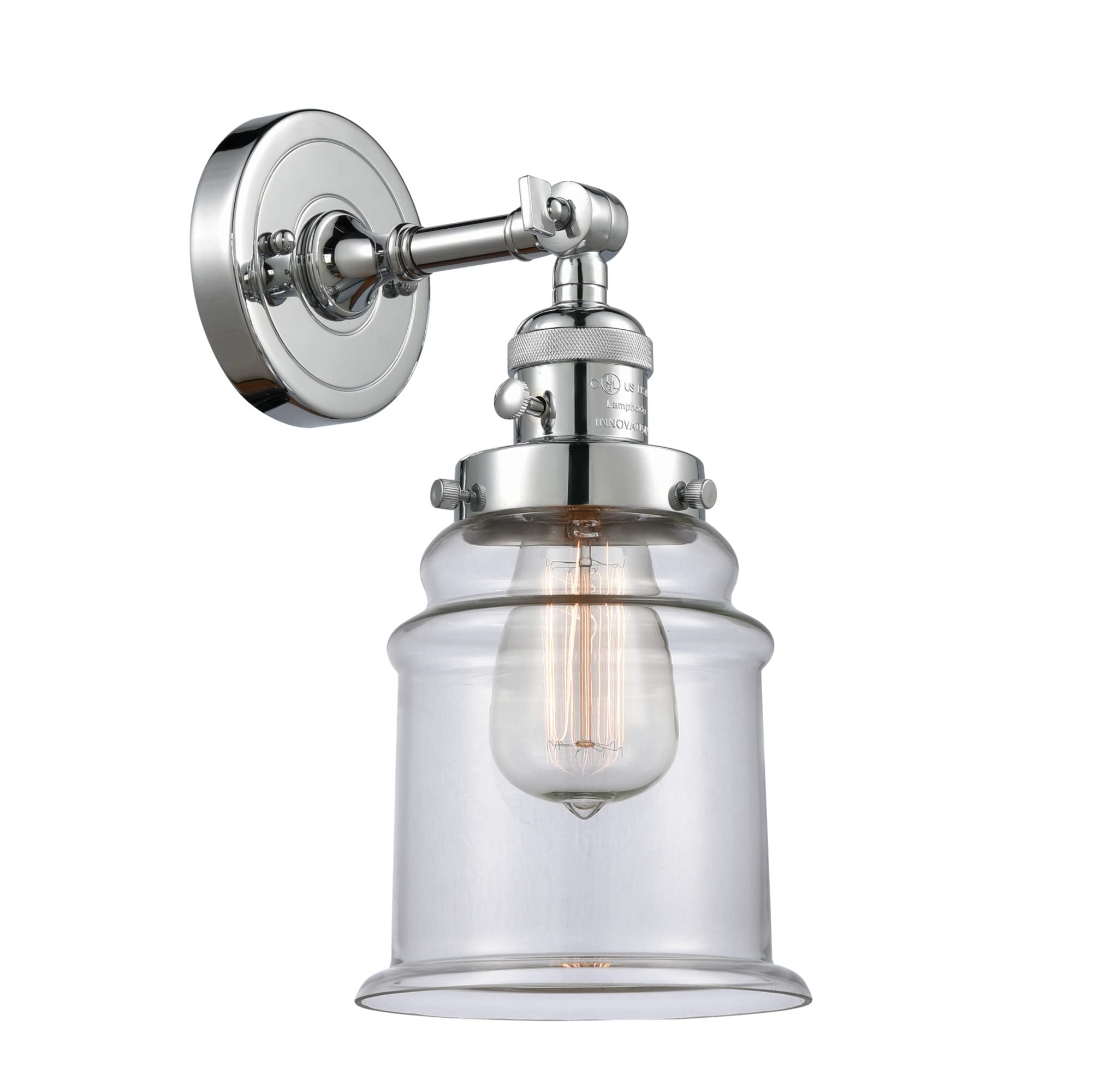 Innovations 203SW-PC-G182 1-Light Wall Sconce with High/Low/Off Switch in Polished Chrome Finish - Perfect for Bedroom, Hallway, and Entryway Lighting
