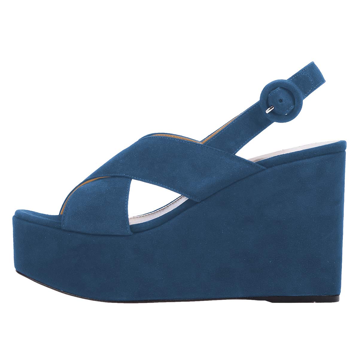 YDN Women's Wedge High Heel Sandals - Peep Toe Strappy Pumps with Buckle, Slingback Platform Dress Shoes for Party, Office & Wedding - Comfortable & Stylish for Work, Date Night & Special Occasions