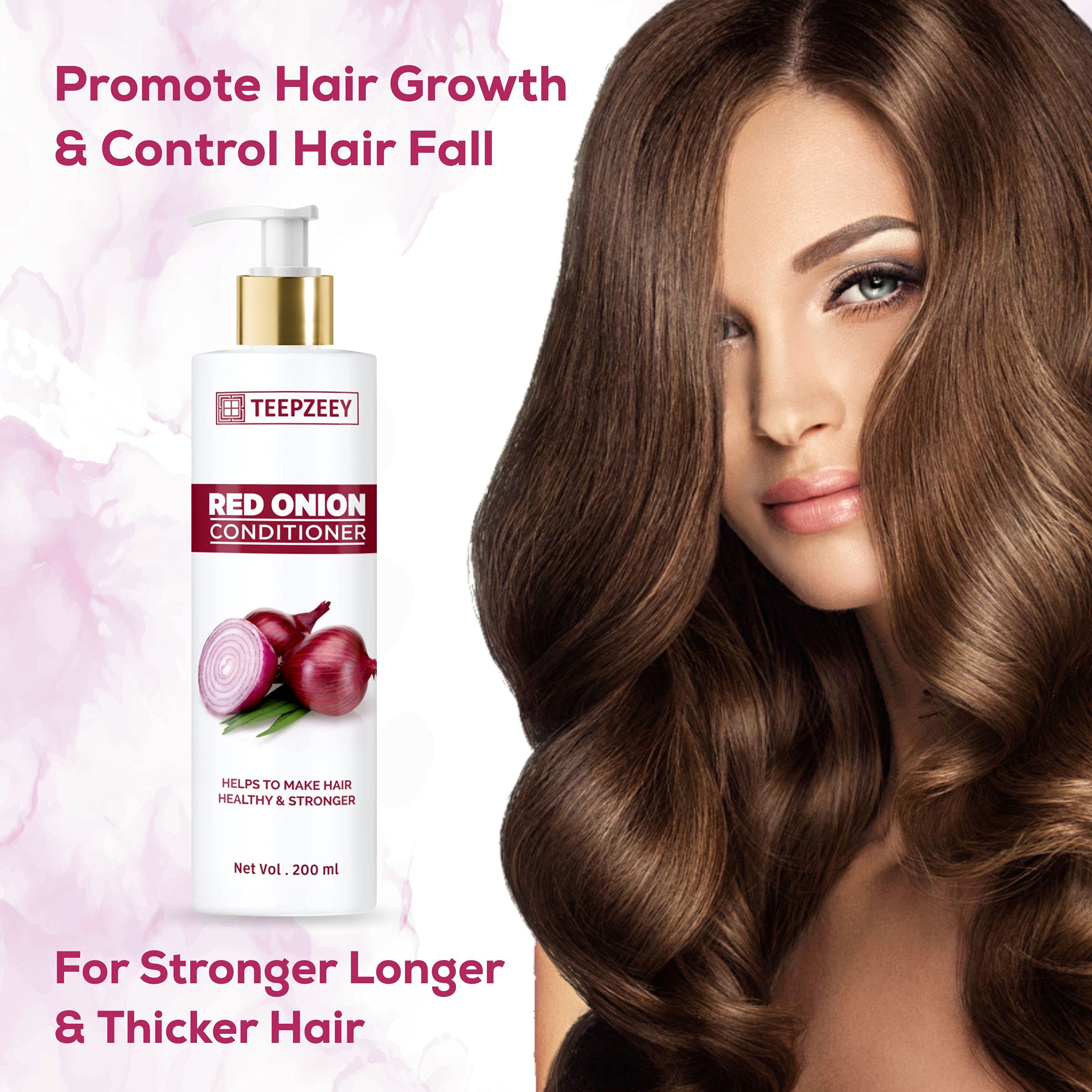 TEEPZEEY Red Onion Hair Growth Shampoo & Conditioner Set for Men and Women - 200ml (2 Pack) - Promotes Thicker, Healthier Hair for Daily Hair Care Routine