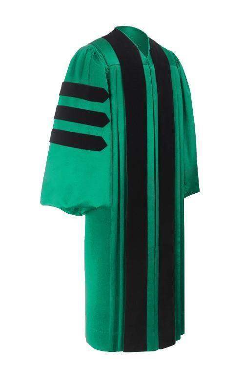 Premium Emerald Green Doctoral Graduation Gown - Elegant PhD Regalia for Commencement Ceremonies & Academic Events