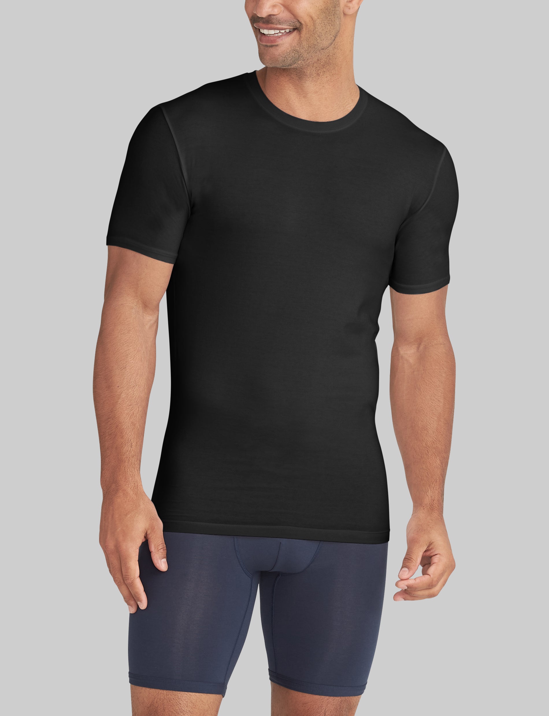 Second Skin Crew Neck Stay Tucked Undershirt 6 Pack - Seamless Comfort Fit Men's Base Layer Shirts for Work, Gym & Everyday Wear