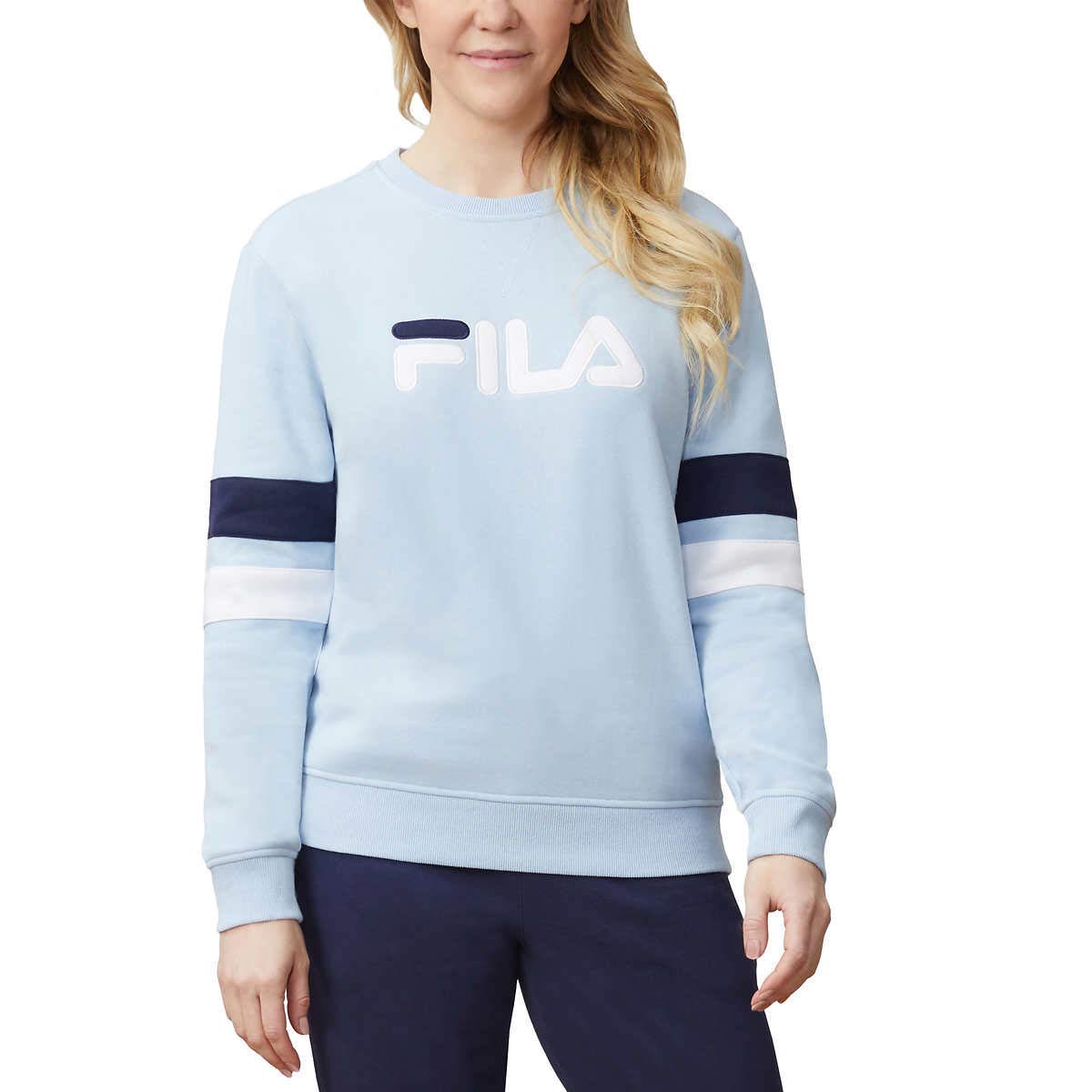 Fila Women's Michele Pullover Crewneck Sweatshirt | Soft Cotton Blend Casual Sweater | Perfect for Workout, Lounge & Everyday Wear
